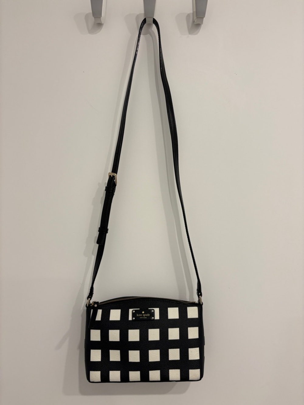 kate spade Millie Black and White Check Crossbody Bag